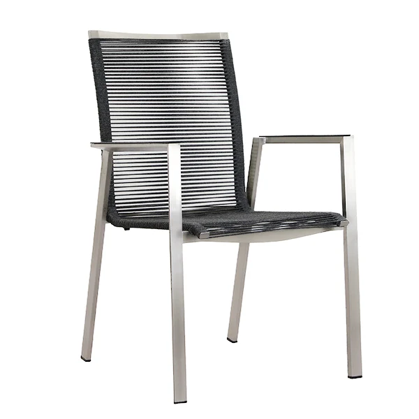 ZEO LIVING Chelsea Stapelstuhl Edelstahl Rope Anthrazit