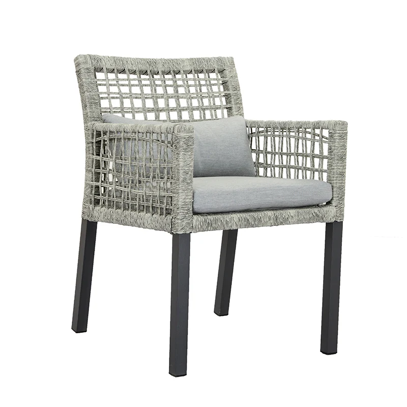 ZEO LIVING Sessel Lissabon Rope grau meliert Alu anth. inkl. Kissen
