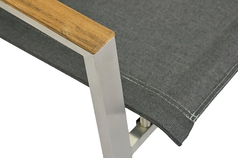ZEO LIVING Stapelsessel Provence NL Edelstahl gepaddet silver black m. Alu-Armlehne