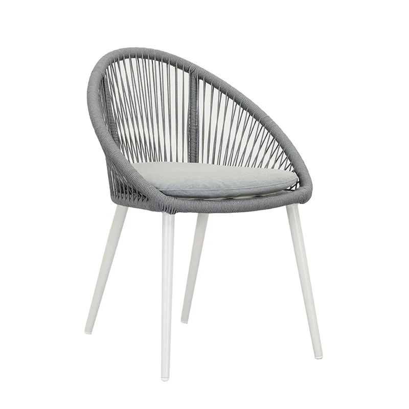 ZEO LIVING Stapelsessel Mellure Aluminium Rope grau inkl. Sitzkissen