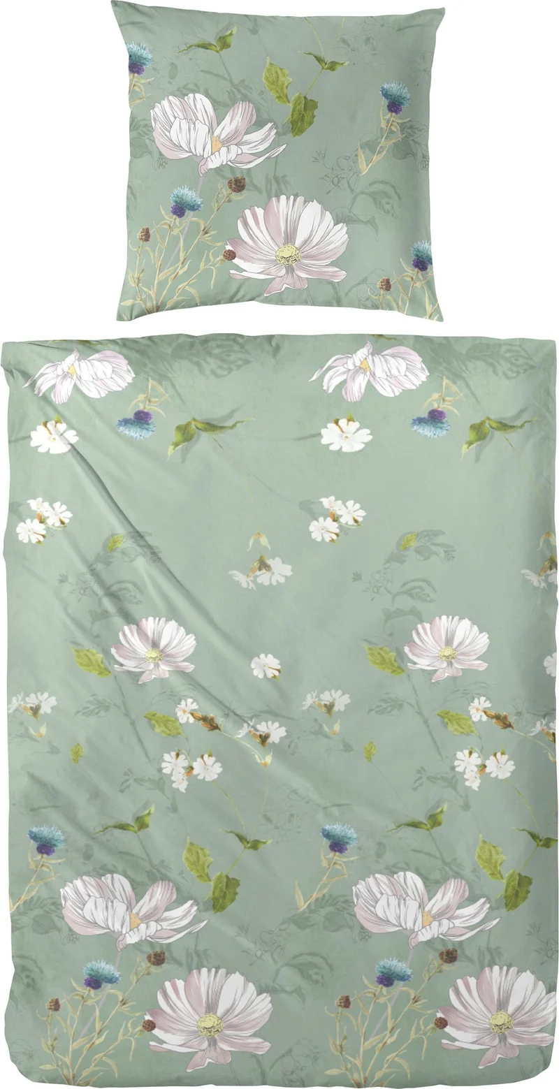 Zeo Living Mako-Satin Bettwäsche Blumenwiese