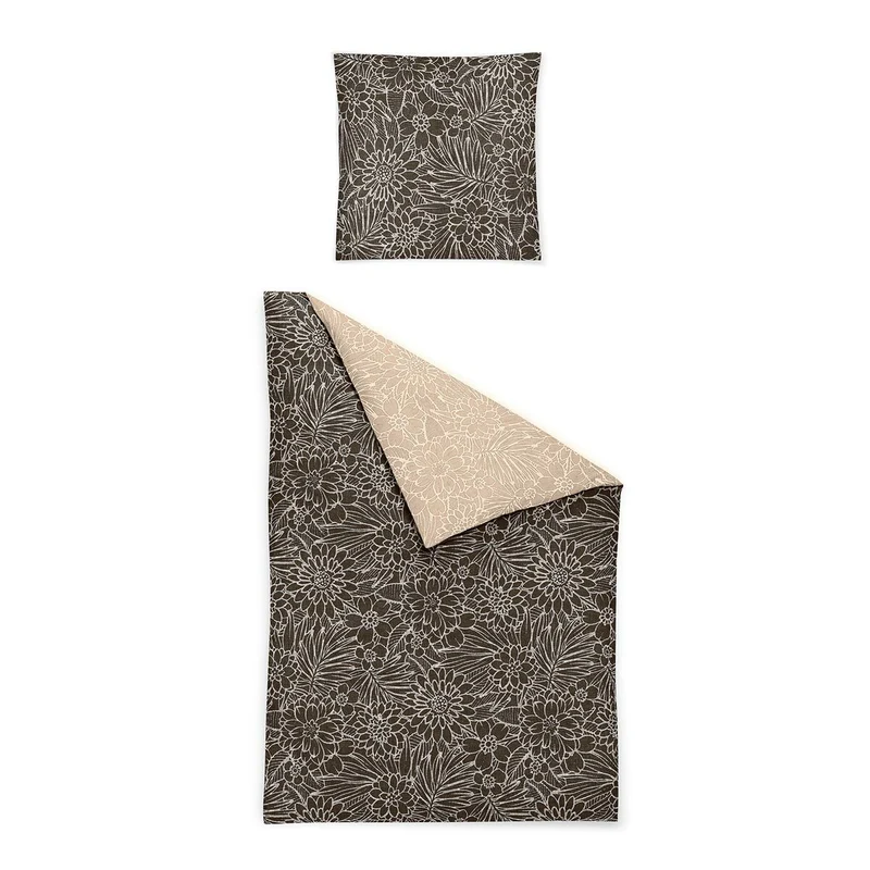 Irisette Flanell Bettwäsche Nubis Blumen braun