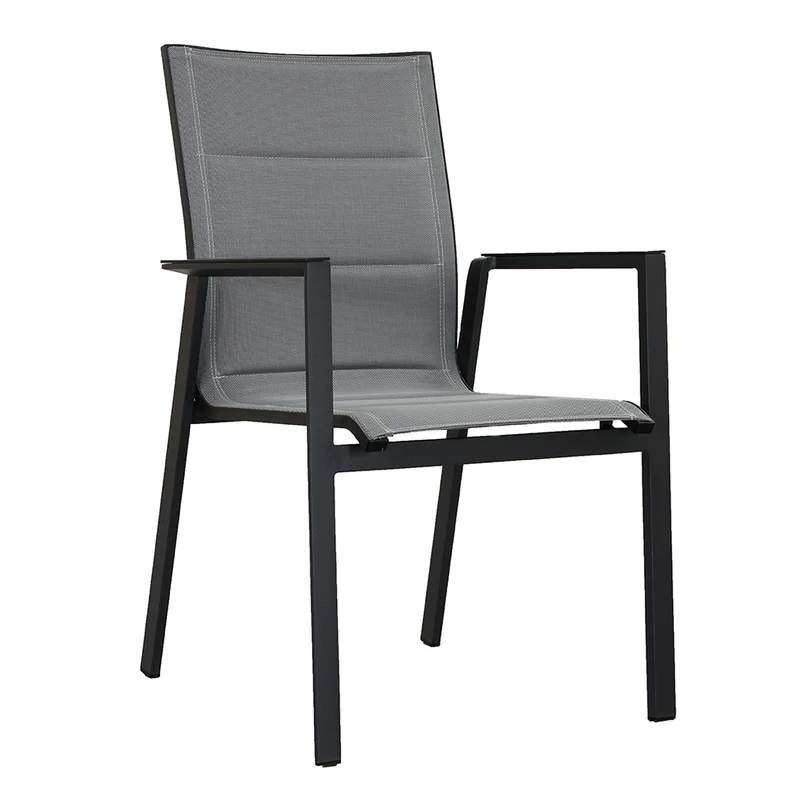 ZEO LIVING Chelsea Stapelstuhl Alu silver/black gepaddet m. Aluarm