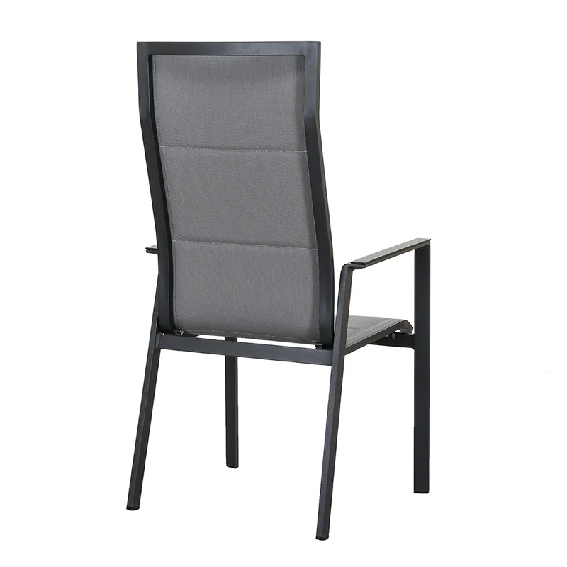 ZEO LIVING Chelsea Stapelstuhl hoch Alu silver/black gepaddet m. Aluarm