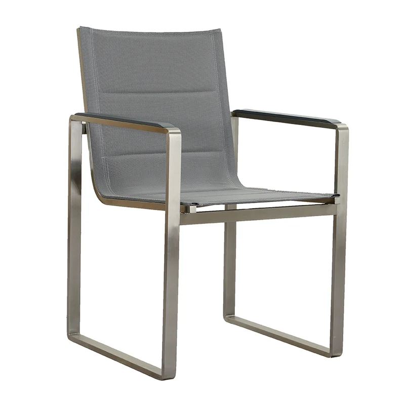 Zeo Living Granada Kufensessel Edelstahl gepaddet silver/black m. Aluarmlehne
